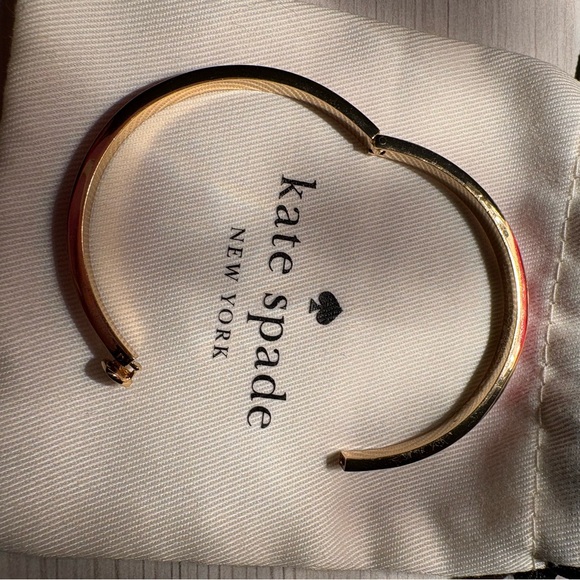 Kate Spade Gold and Pink Enamel bangle bracelet with spade clasp- Preowned - Picture 8 of 8